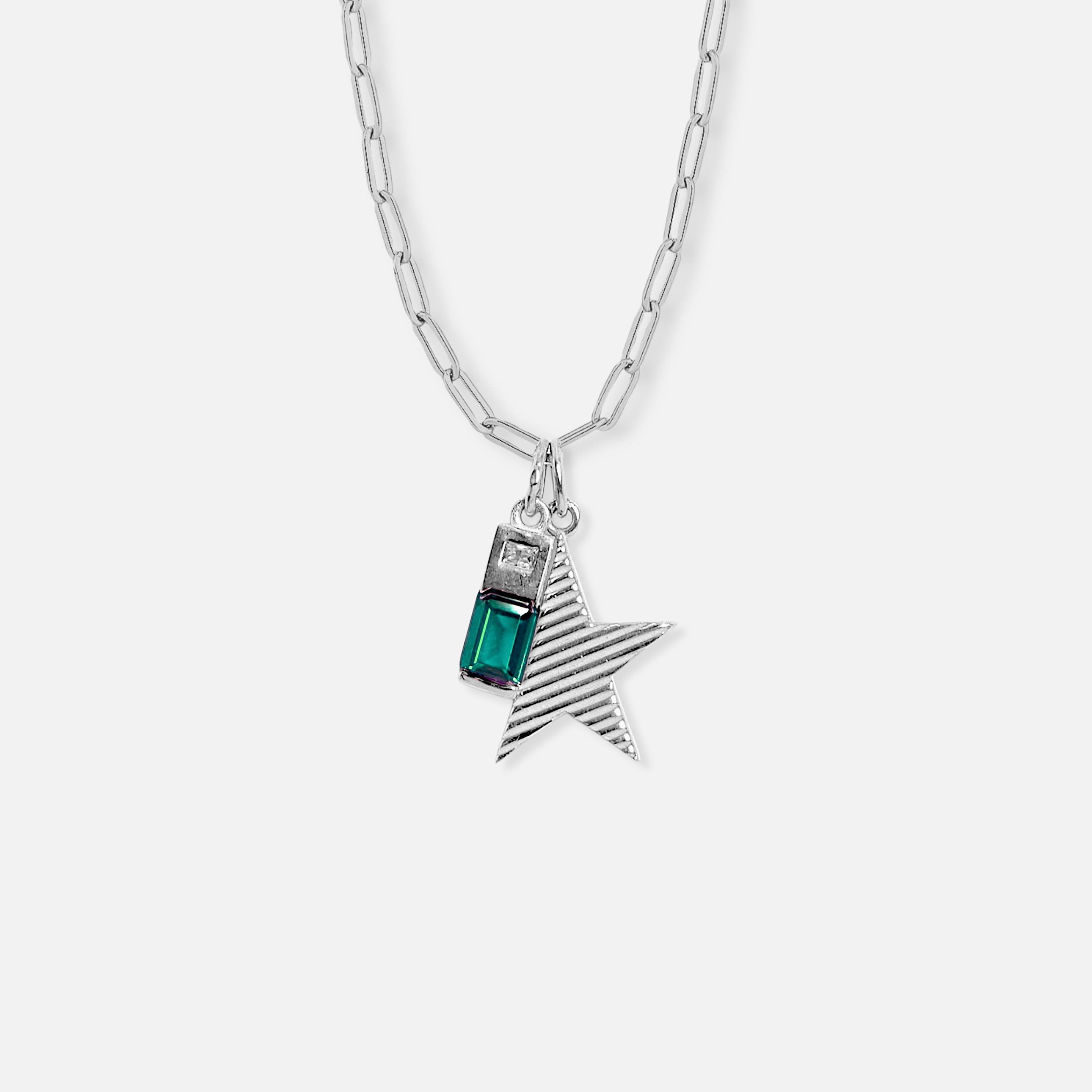 green perfect mismatch necklace, bold chain