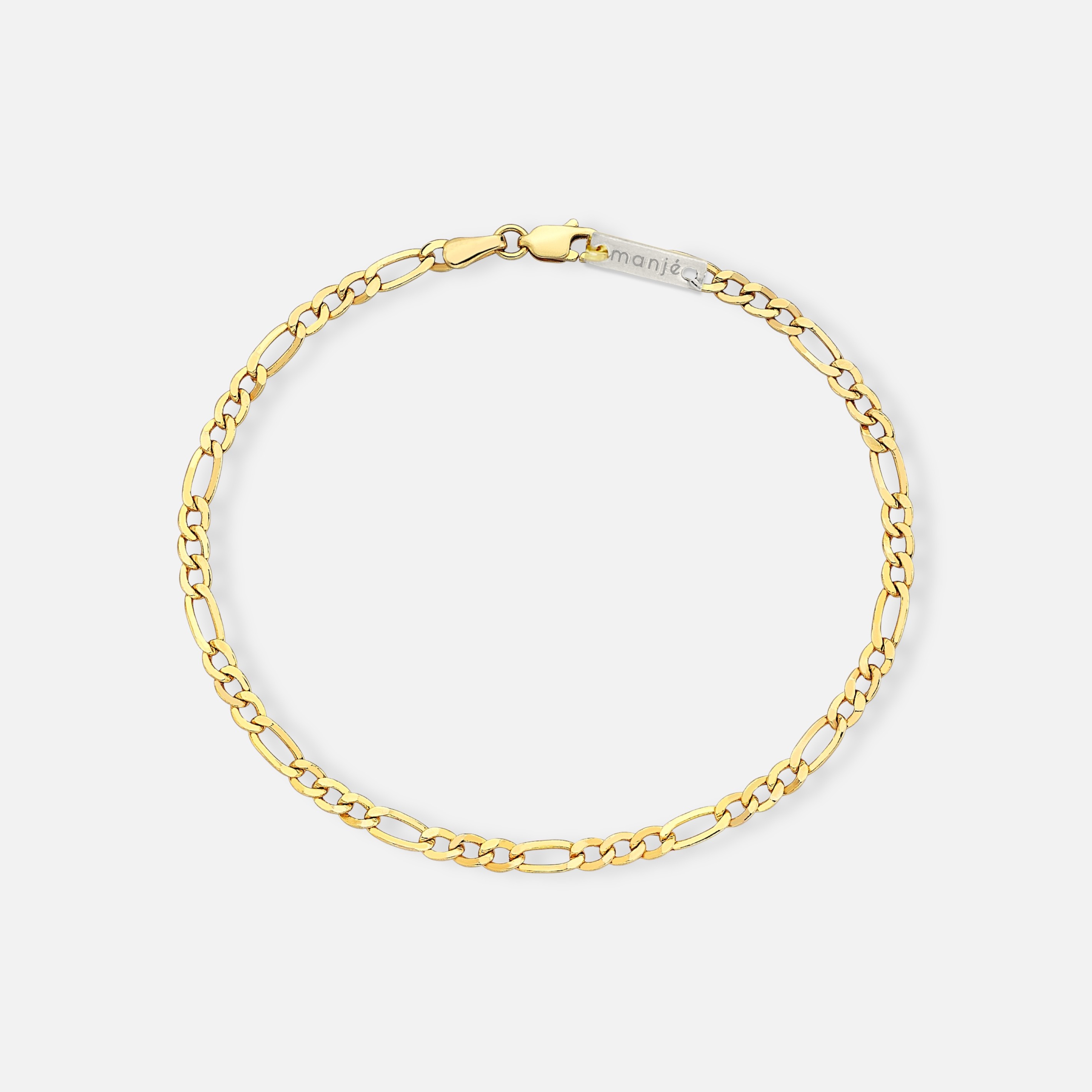 3mm figaro chain bracelet - gold vermeil