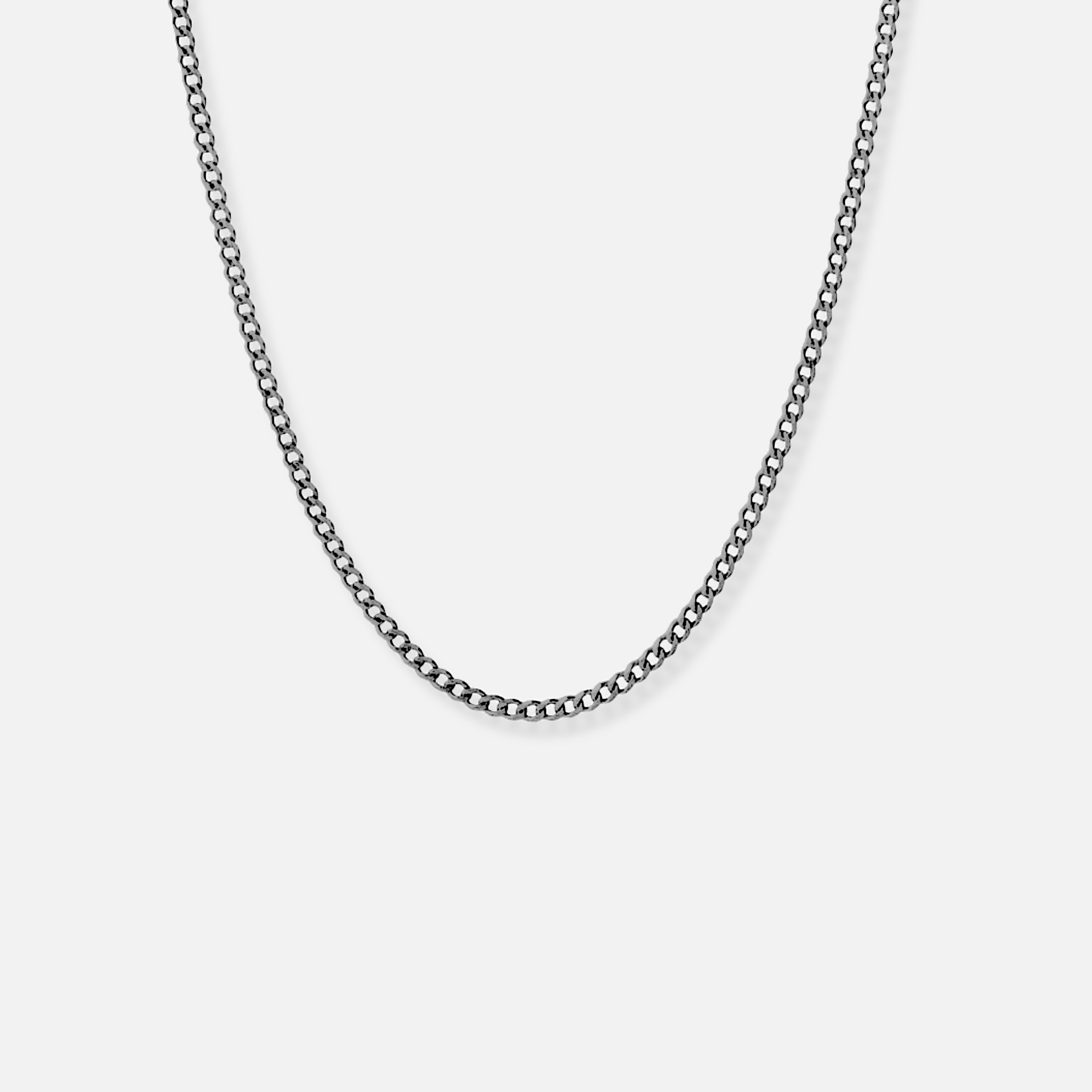 3mm küba zincir kolye - oksitli gümüş