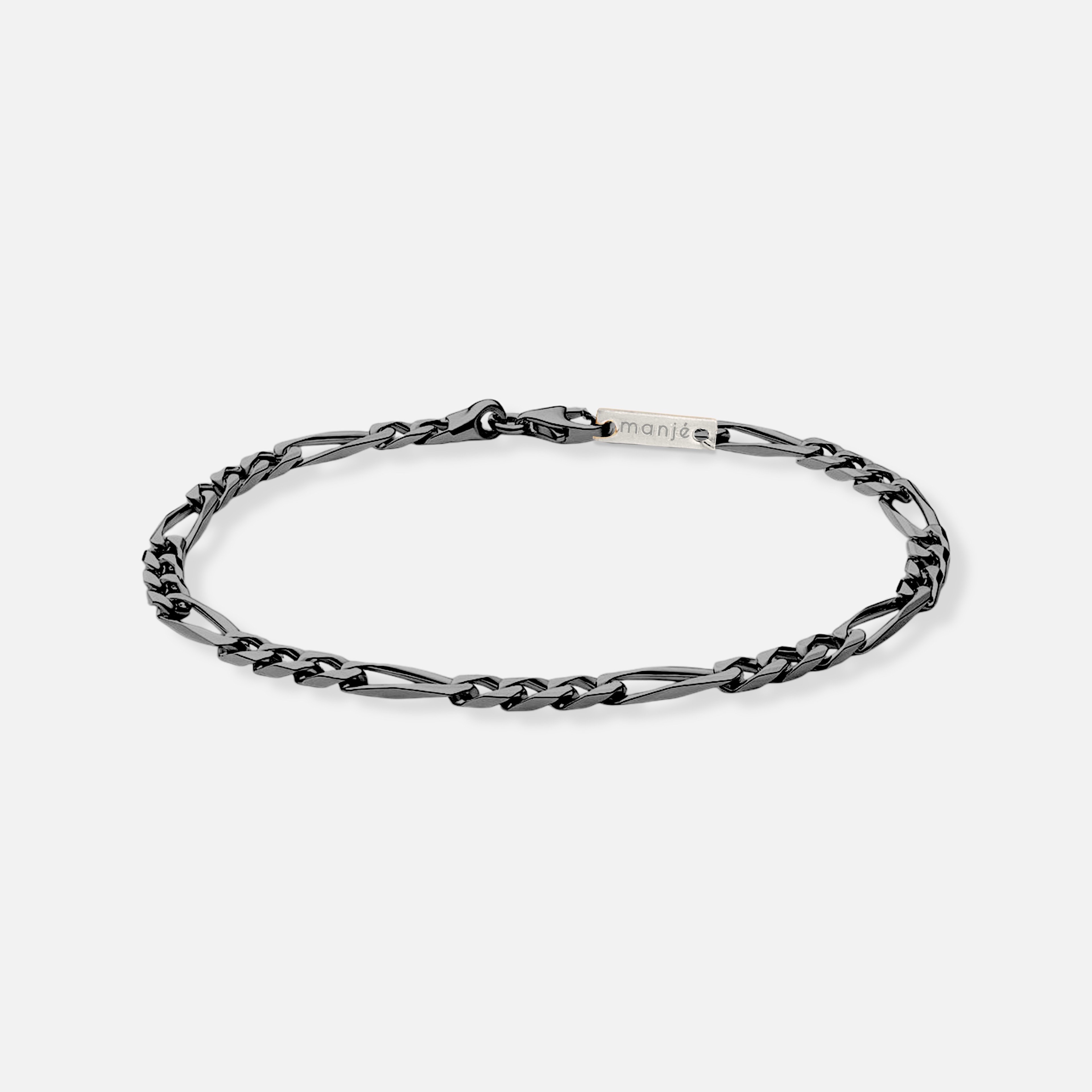 3mm figaro chain bracelet - black rhodium