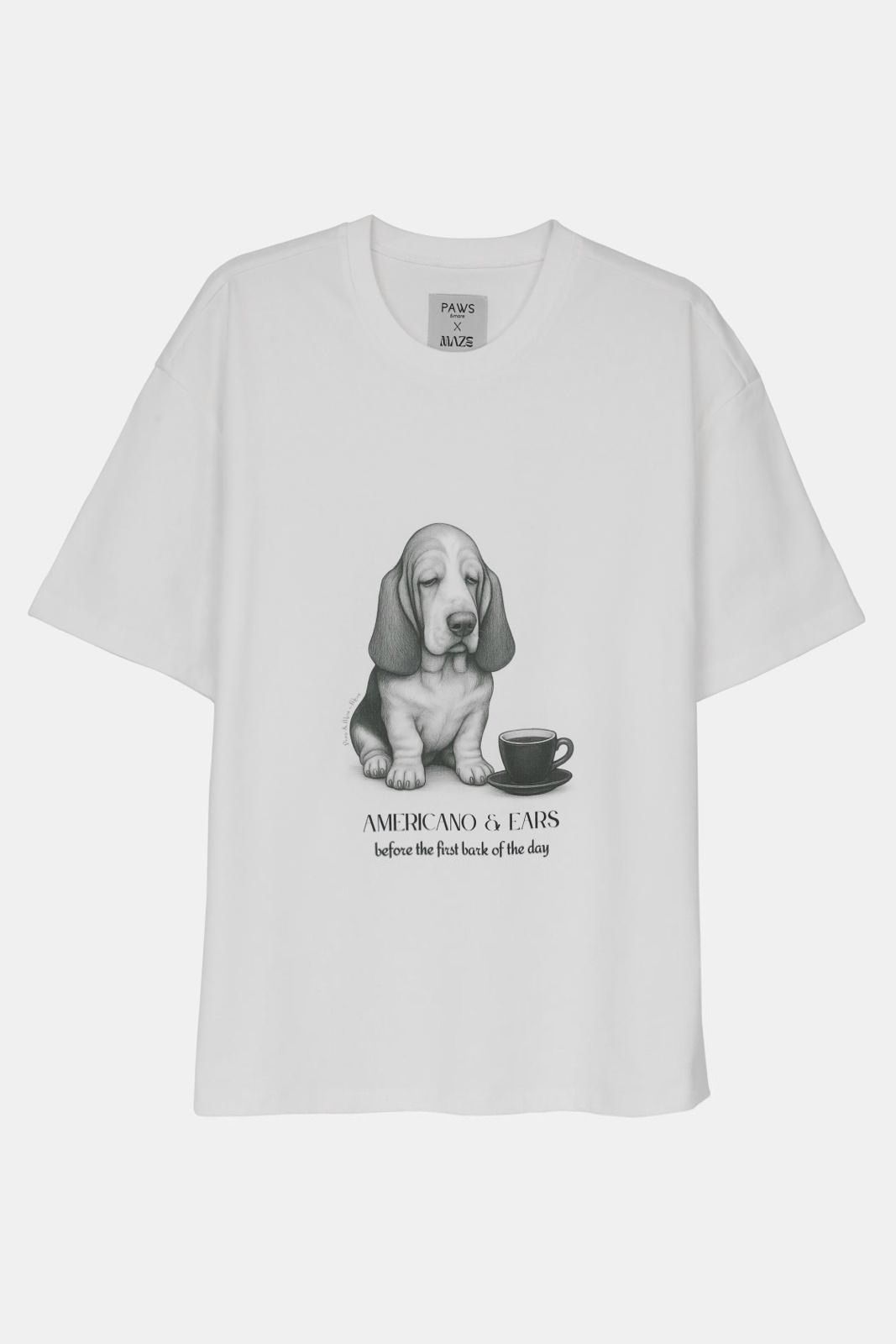 %100 Koton Baskılı T-shirt - Americano & Ears