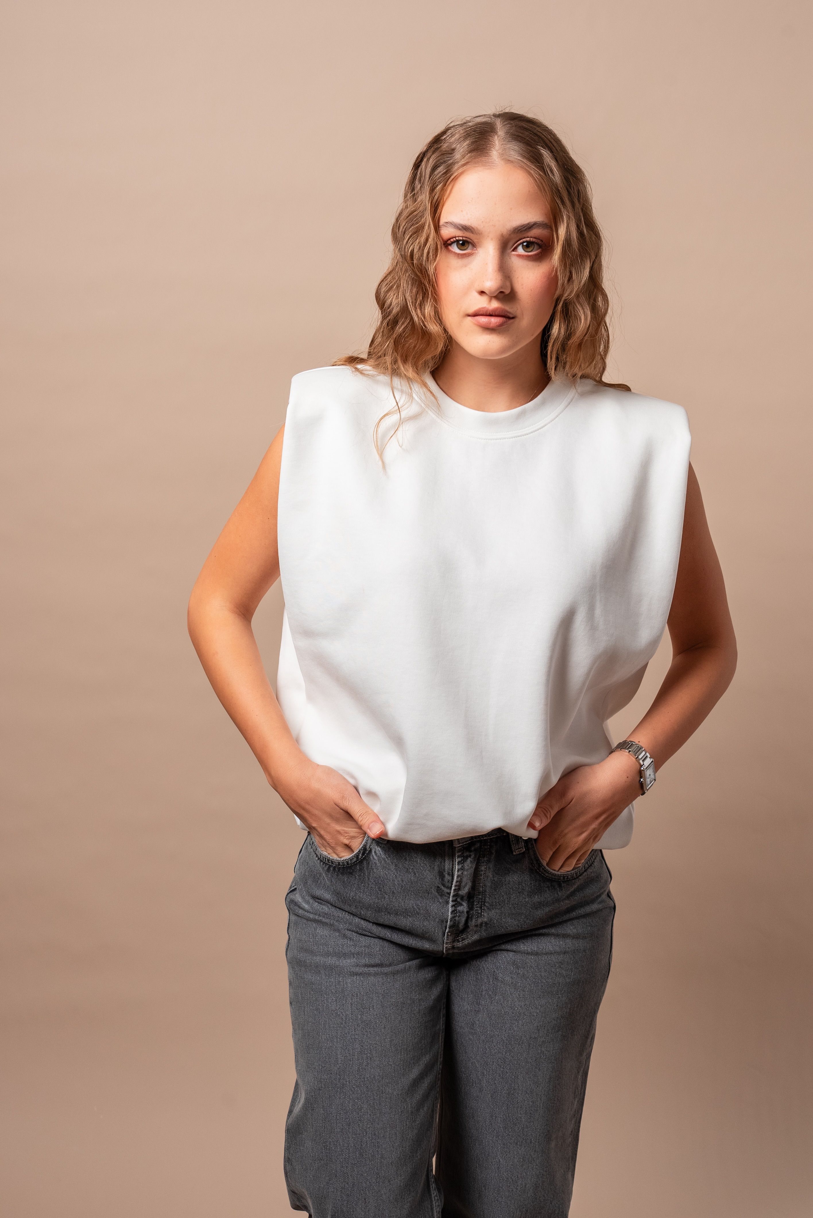 Vatkalı Timeless Basic T-shirt  - Beyaz