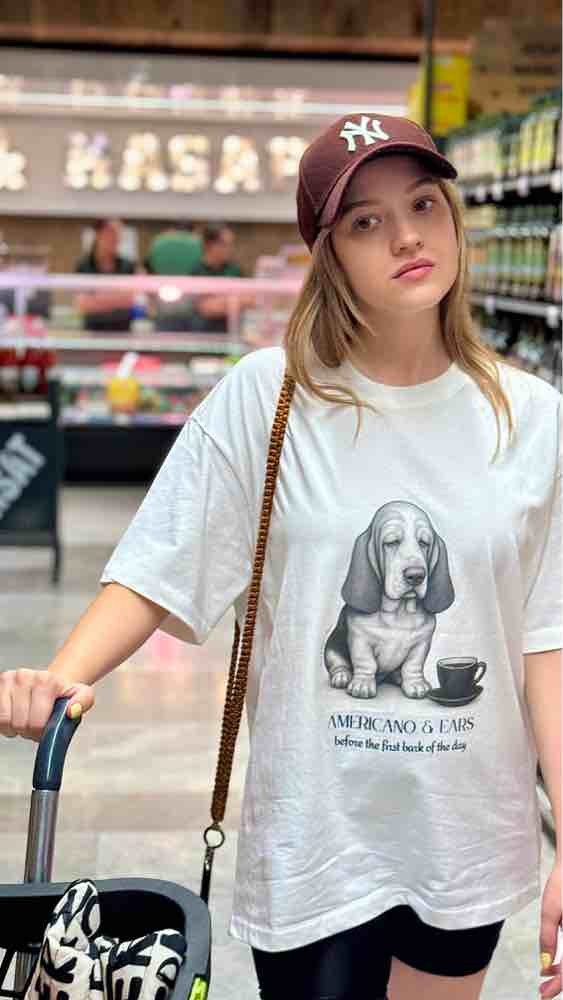 %100 Koton Baskılı T-shirt - Espresso & Le Drama