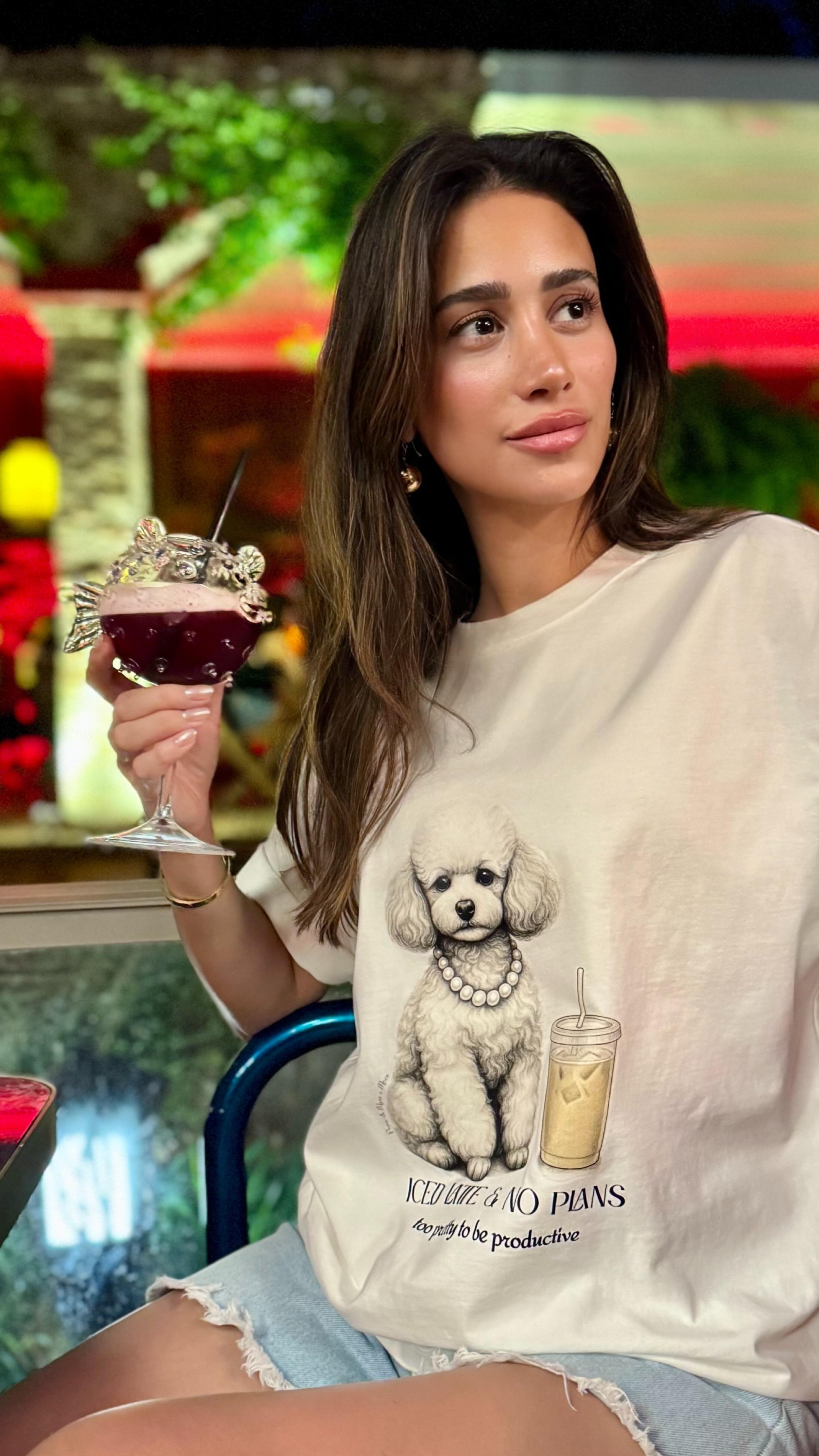 %100 Koton Baskılı T-shirt - Iced Latte & No Plans