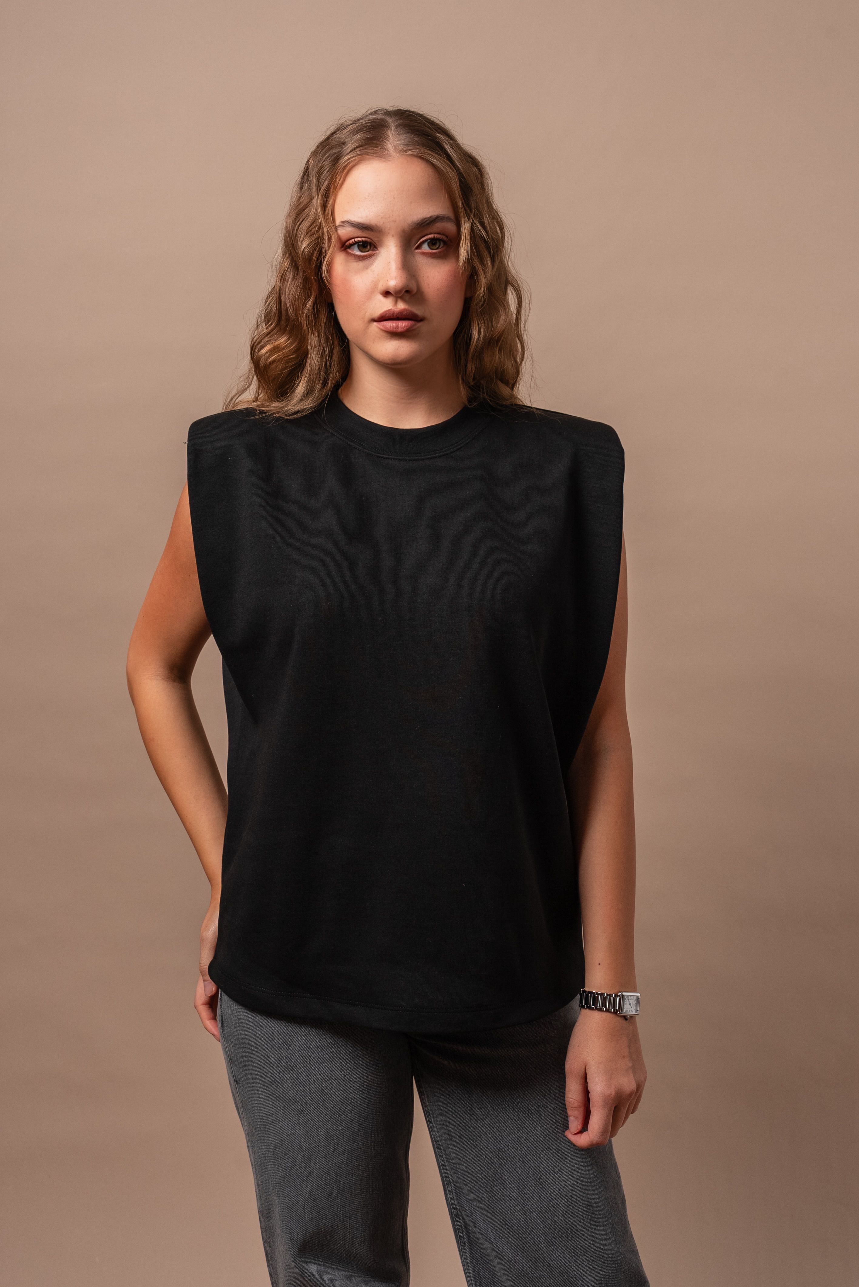 Vatkalı Timeless Basic T-shirt  - Siyah