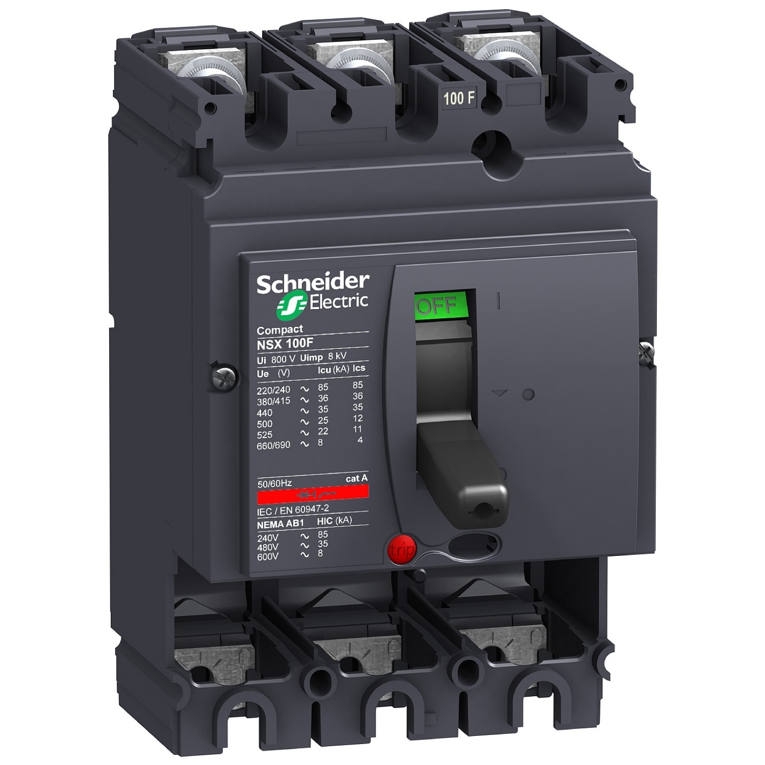 LV429003-Circuit breaker basic frame, ComPact NSX100F, 36kA at 415VAC 50/60 Hz, 100A, without trip unit, 3 poles