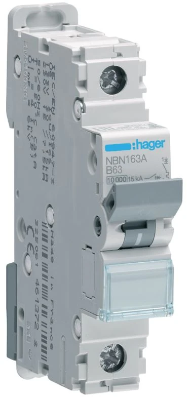 NBN163A-MCB 1P 10kA/15kA B-63A 1M