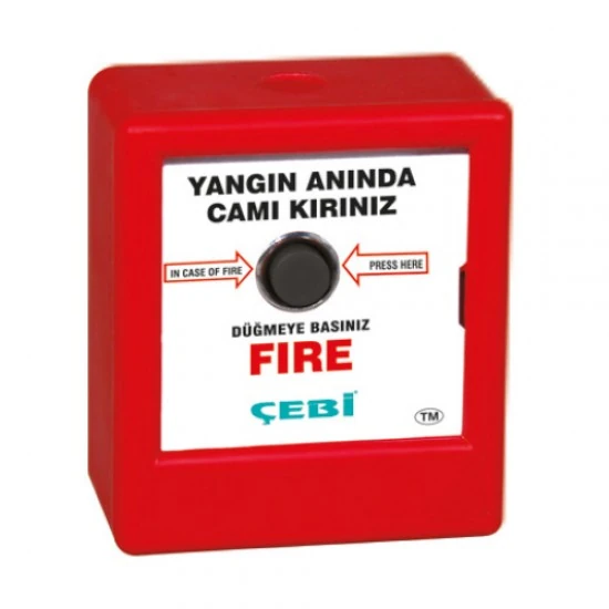603-03-Çebi Kare Camlı Yangın İhbar Butonu