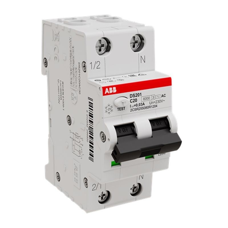 2CSR255080R1204 - DS201 C20 AC30 Residual Current Circuit Breaker with Overcurrent Protection