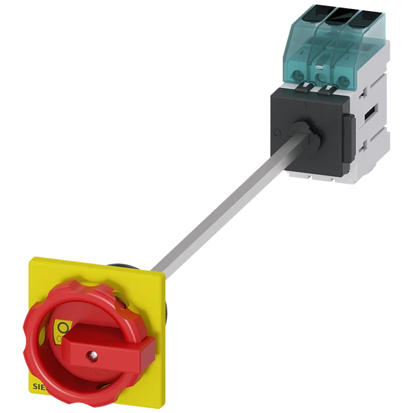 3LD3448-0TK53-Load disconnector 3LD3, Iu 63 A Main switch 3-pole Rated operating capacity at AC-23 A at 400V 22.0 kW floor mounting Basic switch with door coupling Central hole mounting 22.5mm Rotary actuator red / yellow 66 x 66 mm