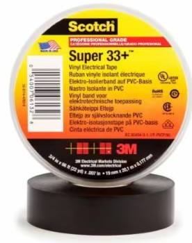7000042541-Scotch® Vinyl Electrical Tape Super 33+, Black, 19 mm x 20 m