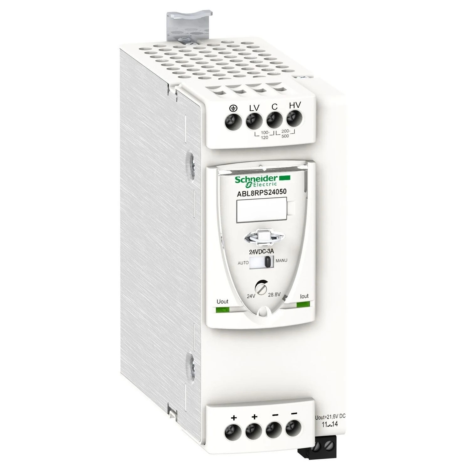 ABL8RPS24050-Regulated switch power supply, modicon power supply, 1 or 2 phase, 100 to 500V, 24V, 5A