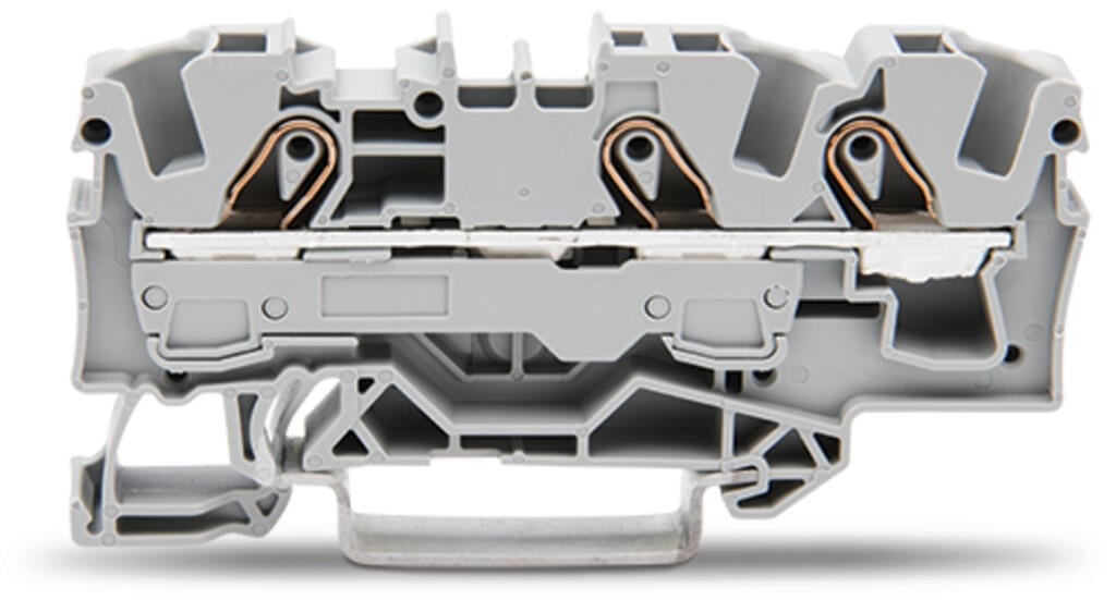 2006-1301-3-conductor through terminal block; 6 mm²; suitable for Ex e II applications; side and center marking; for DIN-rail 35 x 15 and 35 x 7.5; Push-in CAGE CLAMP®; 6,00 mm²; gray