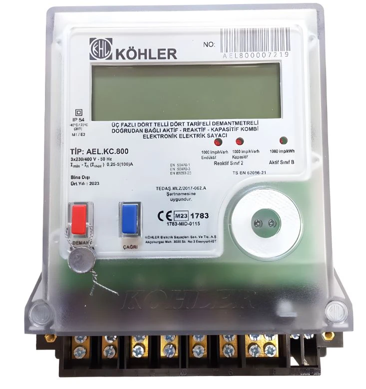 AEL.KC.800-KÖHLER KOMBİ SAYAÇ 3X10A 220/380V (RS485 ÇIKIŞLI) AELKC800