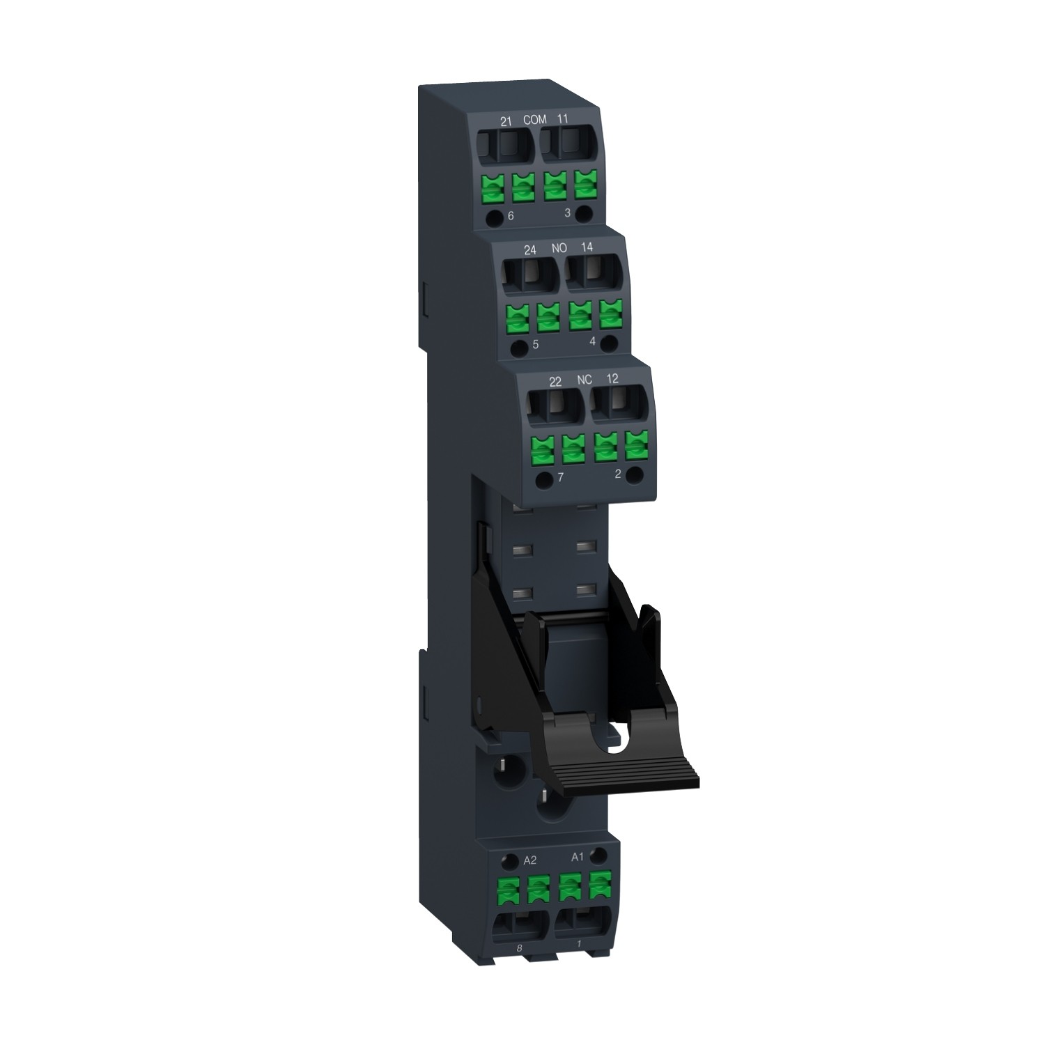 RSZE08P-Harmony, Push-in socket, for RSB2A relays, 10 A, spring clamp terminals, separate contact, 250 V AC