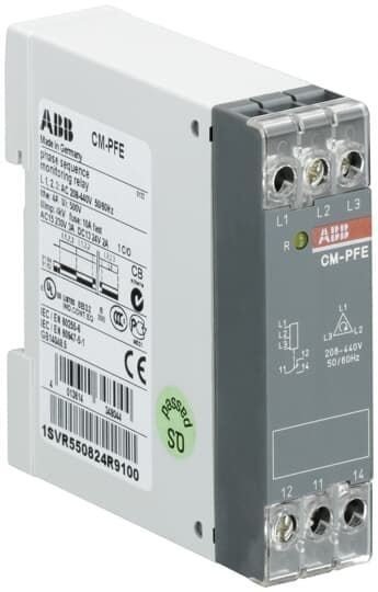 1SVR550824R9100 - CM-PFE Phase sequence monitoring relay 1c/o, L1-L2-L3=208-440VAC