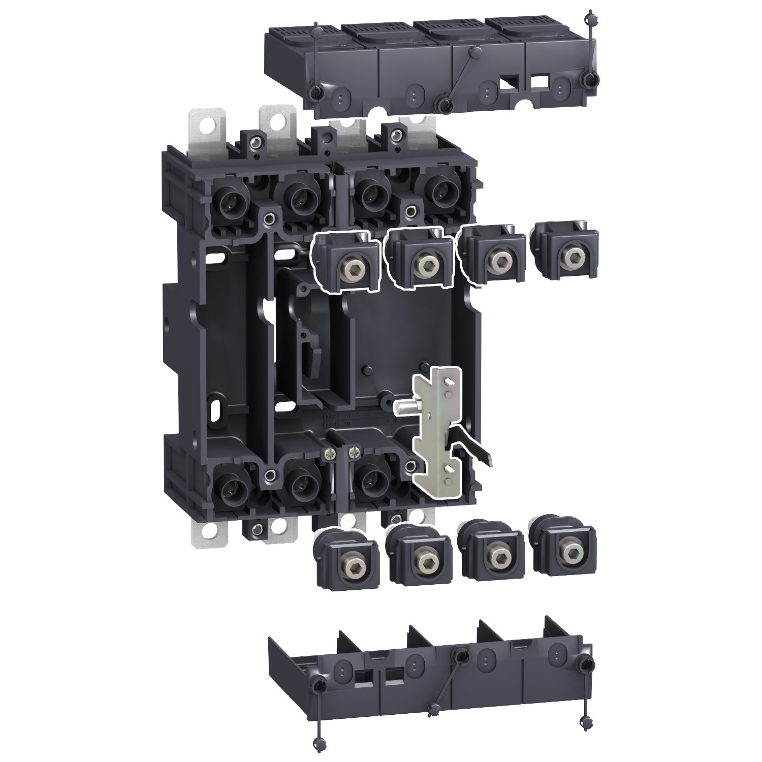 LV429267-plug in base, ComPact NSX100/160/250, front/rear connected, 4 poles