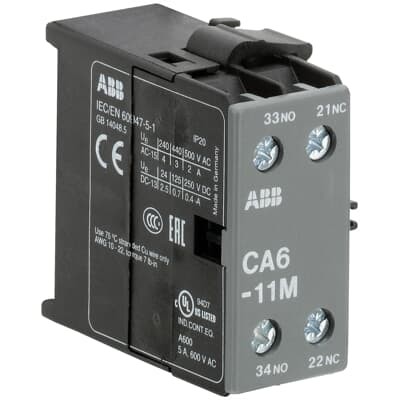 GJL1201317R0003-CA6-11M is an auxiliary contact for side with 2 auxiliary contact and screw terminals