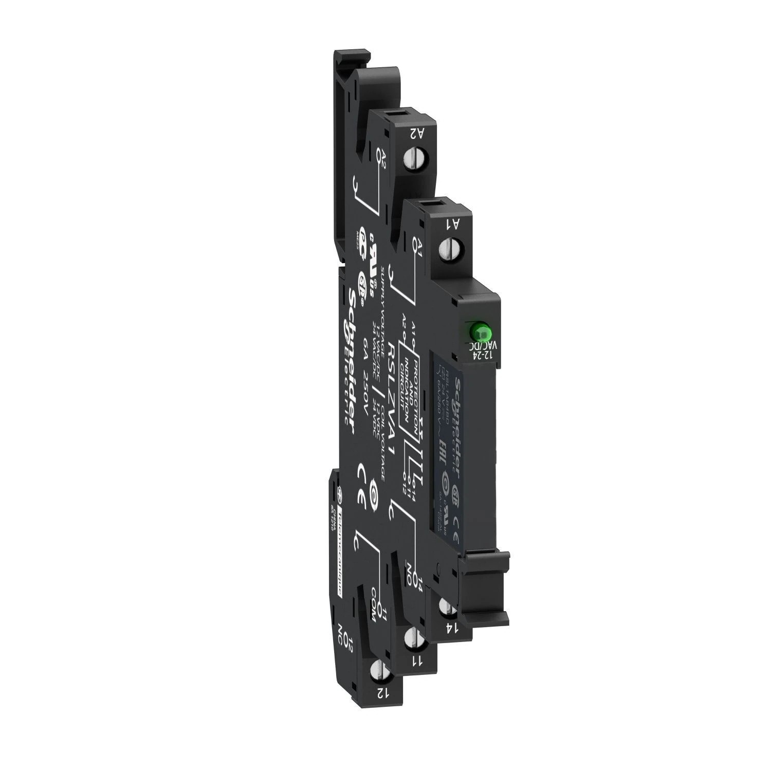 RSL1PVJU-slim interface relay, Harmony Electromechanical Relays, pre assembled, 6A, 1CO, with LED, screw connec to rs, 12V AC/DC