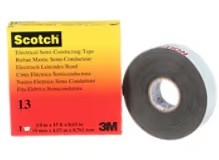 7000007284-Electrical Semi-Conducting Tape, 13, black, 30 mil (0.76 mm), 3/4 in x 15 ft (19.1 mm x 4.6 m)