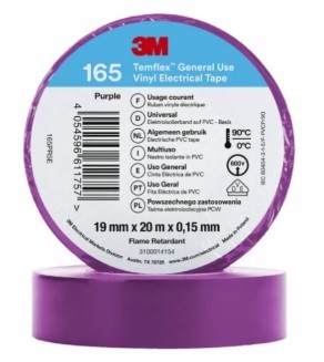 7100184800-Temflex 165 Purple Vinyl Electrical Tape, 19mm x 20m