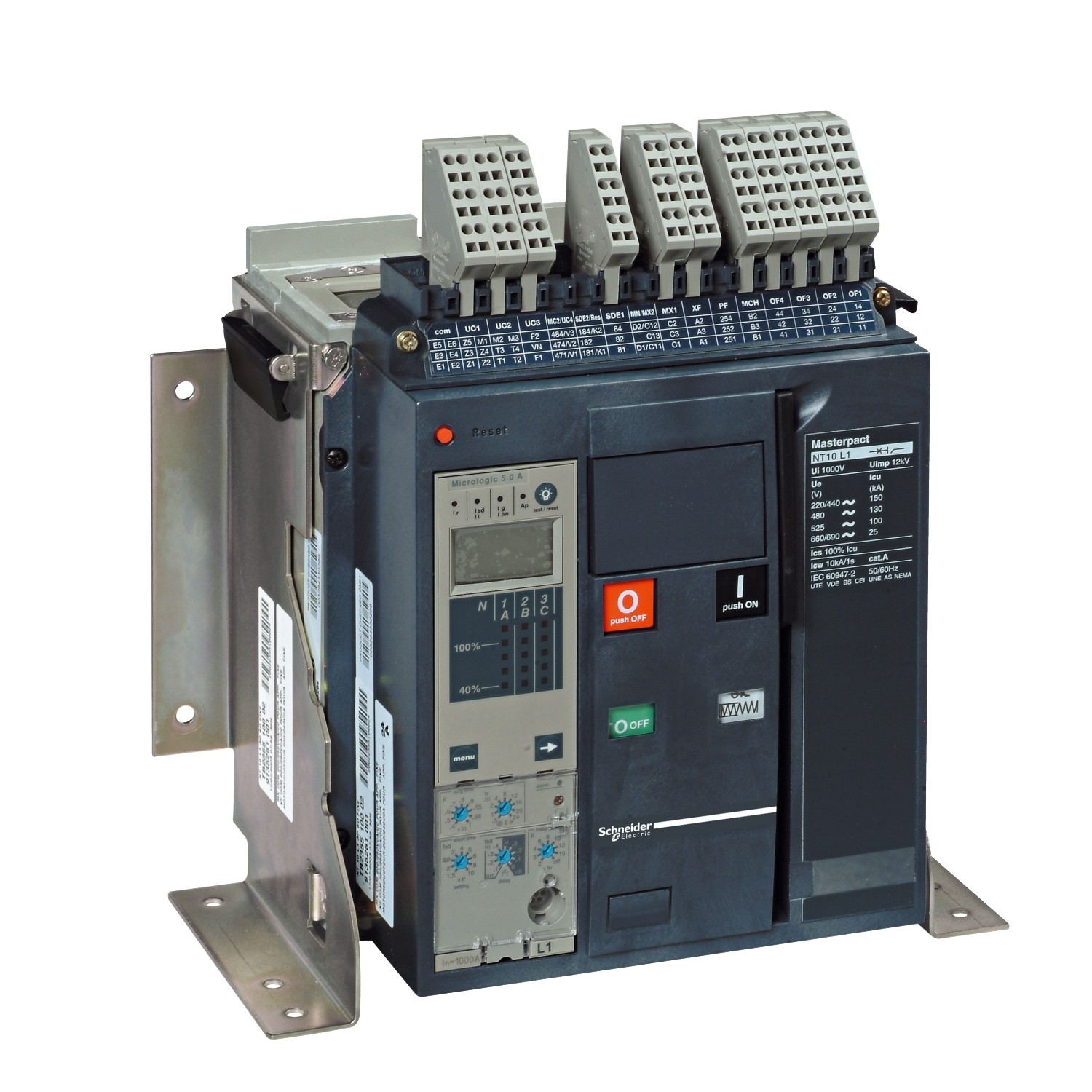 NT16H13PML2EHH-circuit breaker Masterpact NT16H1 - 1600 A - 3 poles - fixed - w/o trip unit (47150+47280+33606+33607)