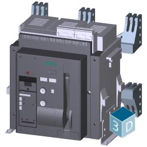 3WT8402-5AA01-0AA2-fixed-mounted circuit breaker 3-pole, size 2 In=4000A to 500V, 50/60Hz AC Icu=66kA at 500V with mechanical lockout device with tripped signaling switch with tripped indicators rear vertical connection on top and bottom Overcurrent relea