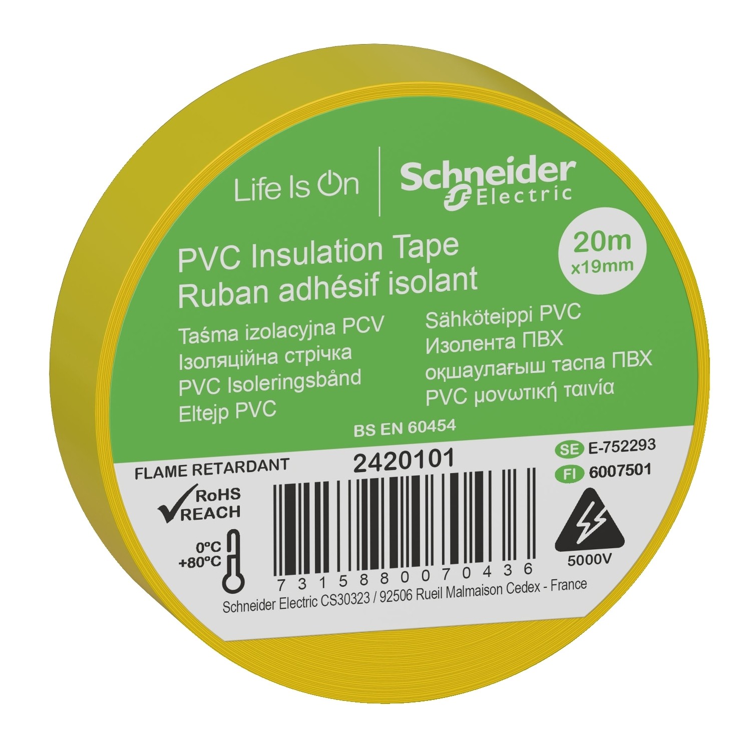 2420101 - Insulation tape 19mmx20m yellow