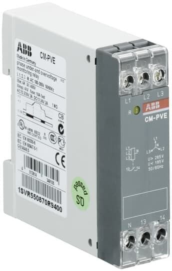 1SVR550870R9400 - CM-PVE Phase monitoring relay 1n/o, L1,2,3-N=185-265VAC