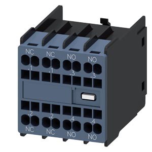 3RH2911-2HA22-auxiliary switch, on the front, 2 NO + 2 NC, .1/.2, .1/.2, .3/.4, .3/.4, current path: 1 NC, 1 NC, 1 NO, 1 NO, spring-loaded terminal, for contactors 3RT2 and contactor relays 3RH2
