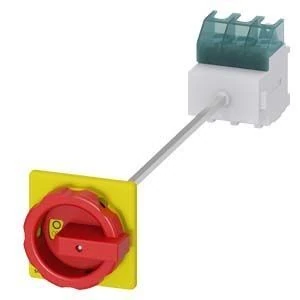 3LD2514-0TK53-SENTRON, Switch disconnector 3LD, emergency switching-off switch, 3- pole, Iu: 63 A, operating power / at AC-23 A 400 V: 22 kW, floor mounting with door coupling, rotary operating mechanism, Red / yellow, 4-hole mounting of the handl