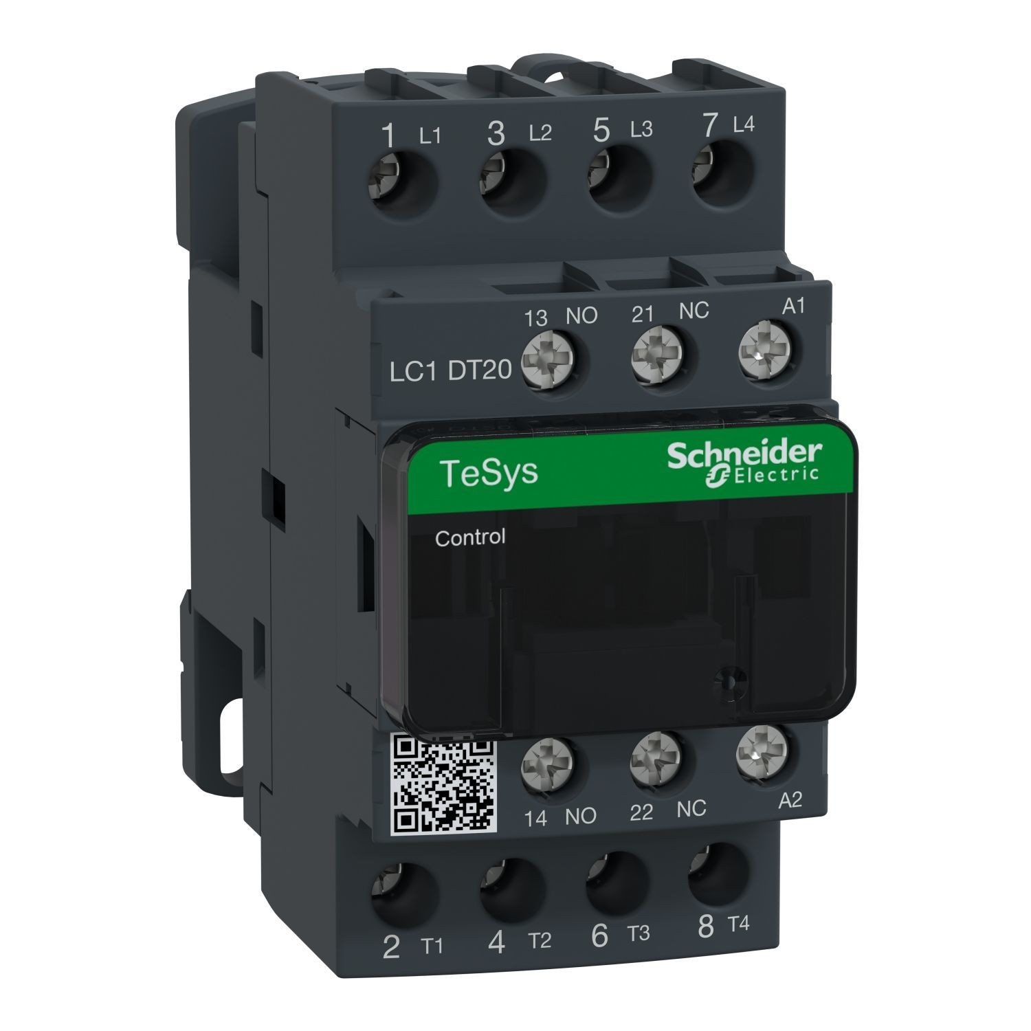 LC1DT20M7-IEC contactor, TeSys Deca, nonreversing, 20A resistive, 4 pole, 4 NO, 220VAC 50/60Hz coil, open style