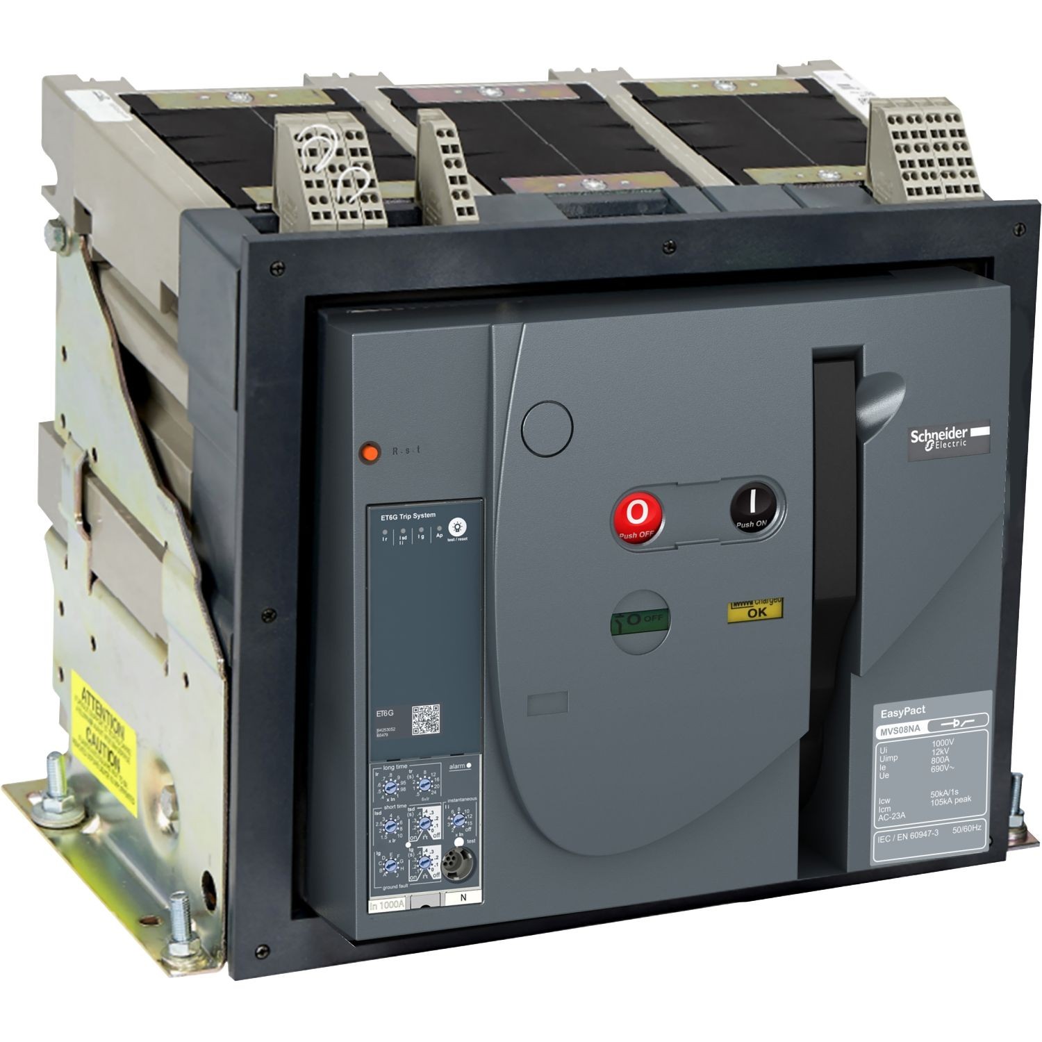 MVS10H4MF5L-Circuit breaker, EasyPact MVS, 4 Poles, 1000A, 65kA, MF, ET5, fixed, manual