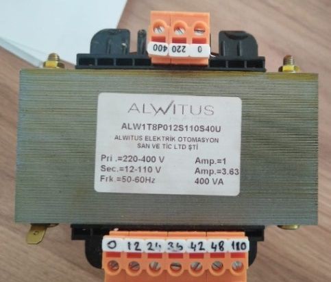 ALW1T8P012S110S40U - Transformator birinci teref 220-400 50/60Hz. Ikinci teref 110V ve 24V 12V 42V  400VA