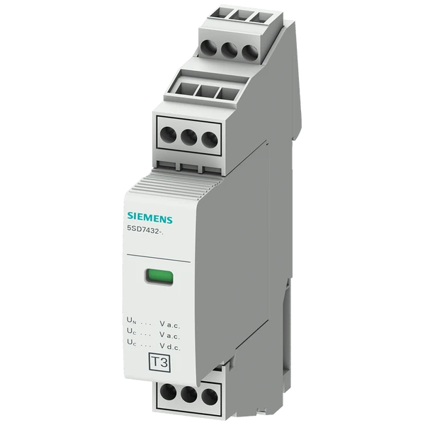 5SD7432-7-SPD type 3, UN=240V AC/DC 264V AC/240V DC,UOC=6kV, 2-pol, with remote signaling, width 17,7mm
