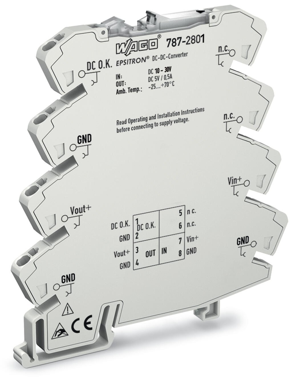 787-2801 - DC/DC Converter; 24 VDC input voltage; 5 VDC output voltage; 0.5 A output current; DC OK contact