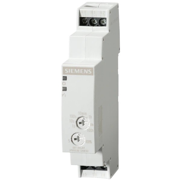 7PV1538-1AW30-Timing relay, electronic OFF delay with control signal, 1 change-over contact 7 time ranges, 0.05 s...100 h 12-240 V AC/DC with LED, Screw terminal