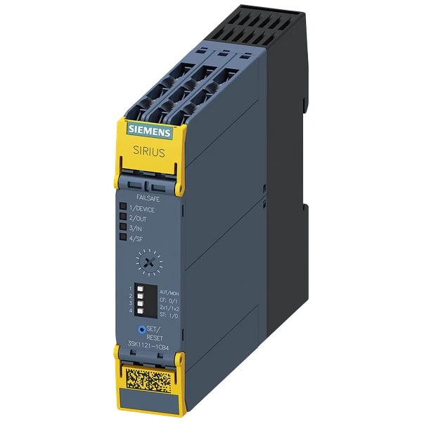 3SK1121-1CB41-SIRIUS safety relay Basic unit Advanced series with time delay 0.05-3 s Relay enabling circuits 2 NO instantaneous 2 NO delayed Us = 24 V DC screw terminal