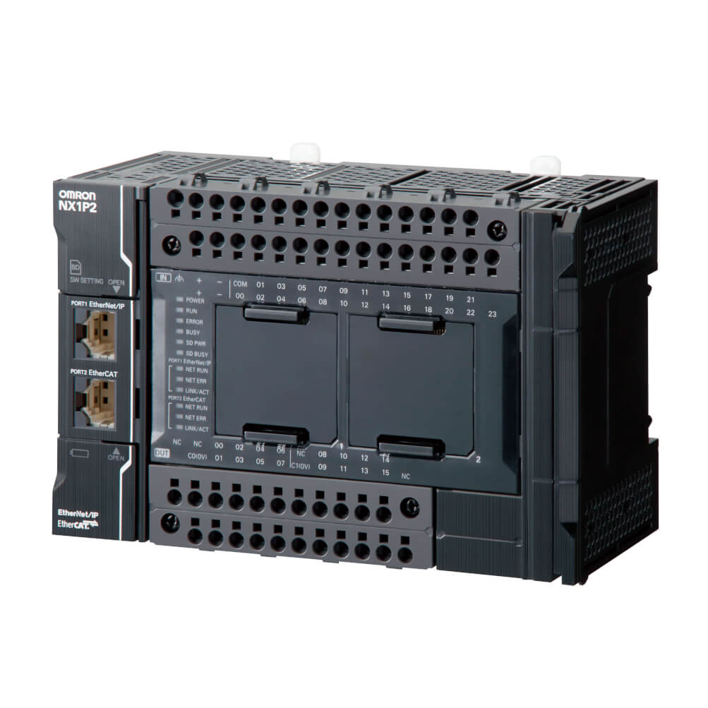 NX1P2-1040DT1-Sysmac NX1P CPU with 40 Digital Transistor I/O (PNP), 1.5 MB memory, EtherCAT (2 servo axes, 4 PTP axes, 16 EtherCAT nodes), EtherNet/IP and 2 serial option ports