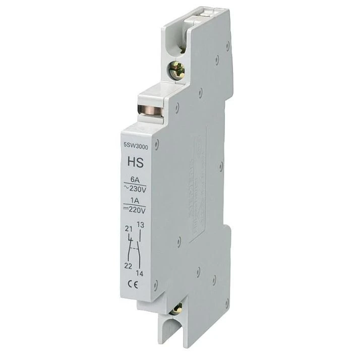 5SW3000-Auxiliary current switch can be attached for residual current operated circuit breaker 5SM1 D=55 mm, 1 NO+1 NC