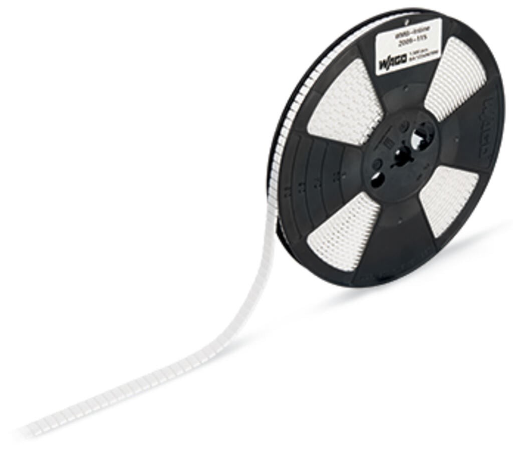 2009-115-WMB-Inline; for Smart Printer; 1500 pieces on roll; stretchable 5 - 5.2 mm; plain; snap-on type; white