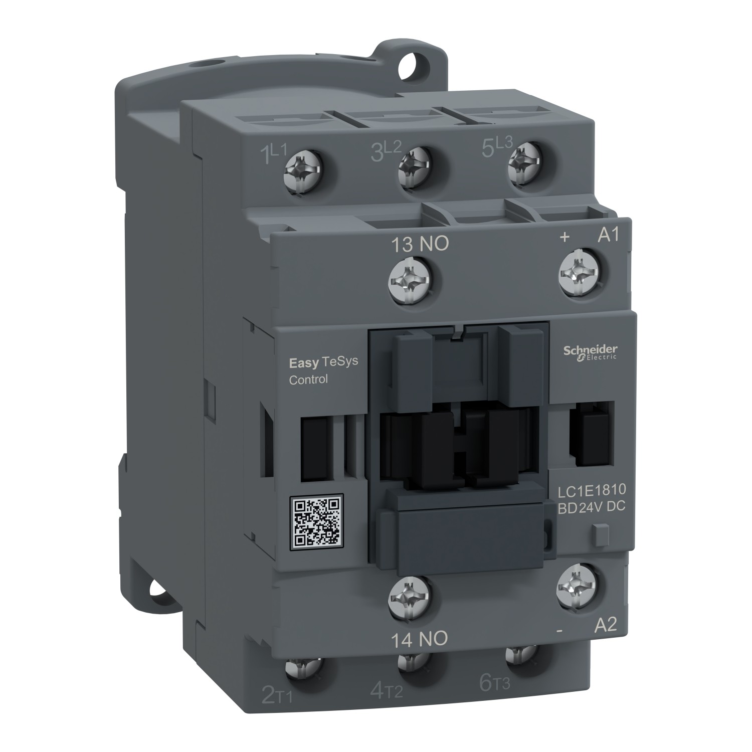 LC1E1810BD-Contactor,Easy TeSys Control,LC1E,3P(3NO),AC-3/AC-3e,<=440V,18A,24V DC coil,1 NO auxiliary contact