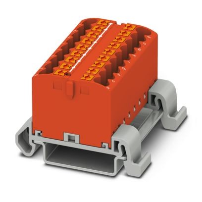 3273180-PTFIX 18X2,5-NS35A RD - Distribution block, Block with horizontal alignment, nom. voltage: 690 V, nominal current: 24 A, number of connections: 18, connection method: Push-in connection, cross section: 0.14 mm2 - 4 mm2, mounting type: NS 35/7,5,