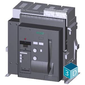 3WT8124-5AA00-0AA2-fixed-mounted circuit breaker 4-pole, size 1 In=1250A to 500V, 50/60Hz AC Icu=55kA at 500V with mechanical lockout device with tripped signaling switch with tripped indicators Overcurrent release ETU35WT LSI Setting range according to F
