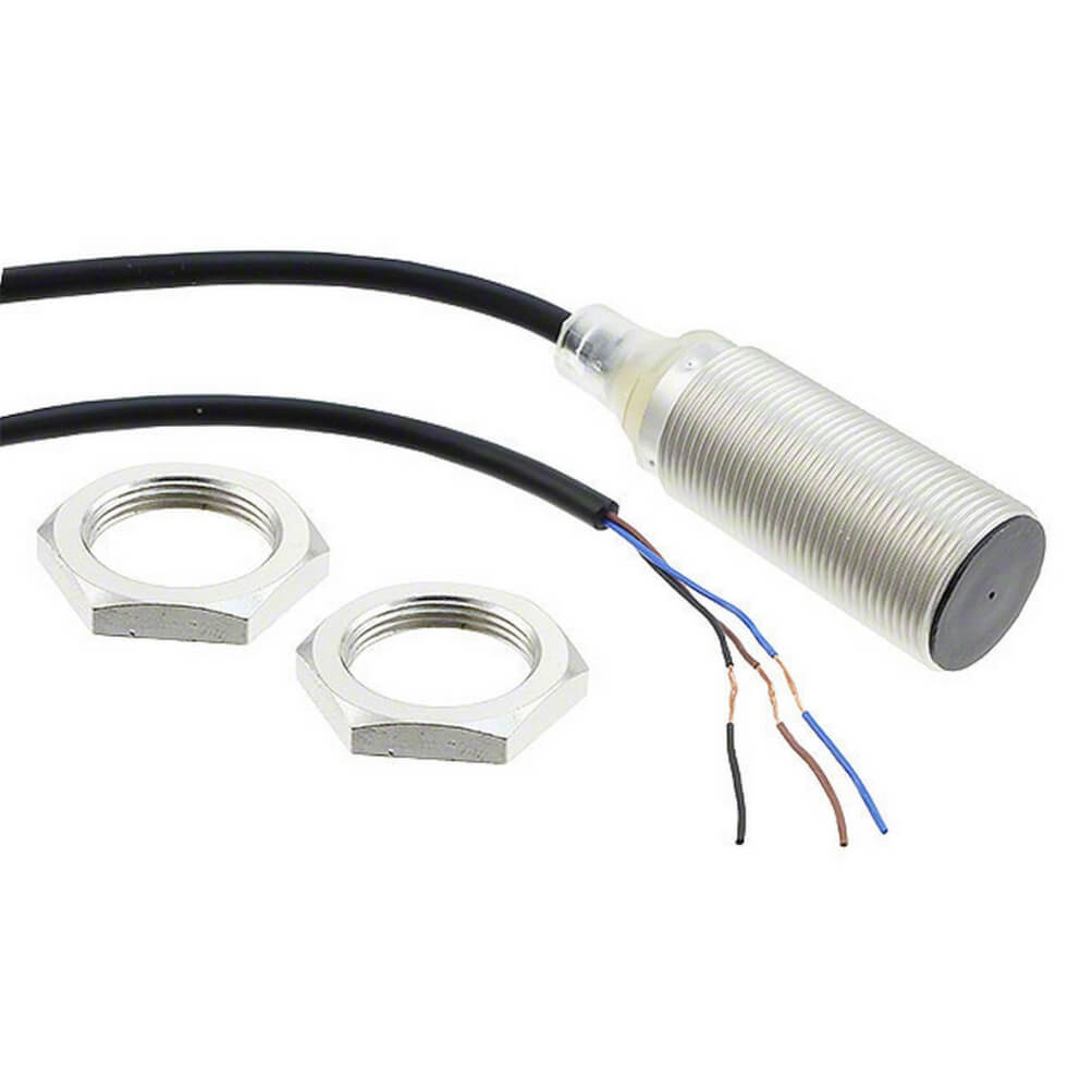 E2B-M18KS08-WP-B1-2M-Proximity sensor, inductive, nickel-brass, short body, M18, shielded, 8 mm, DC, 3-wire, PNP NO, 2 m cable