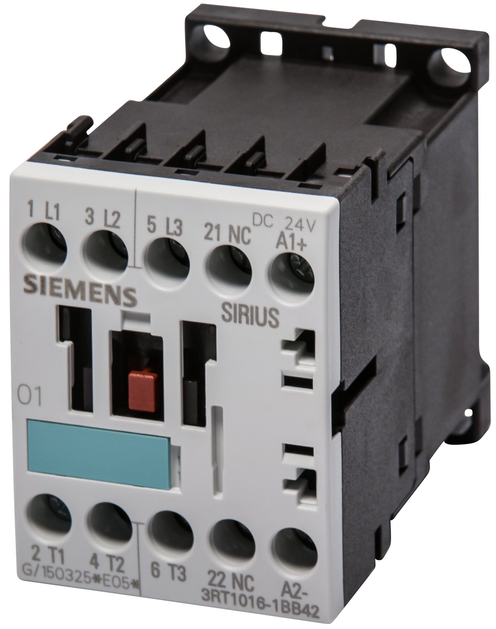 3RT1016-1BB42-Power contactor, AC-3 9 A, 4 kW / 400 V 1 NC, 24 V DC 3-pole, Size S00 Screw terminal !!! Phased-out product !!! Successor is SIRIUS 3RT2 Preferred successor type is >>3RT2016-1BB42<<