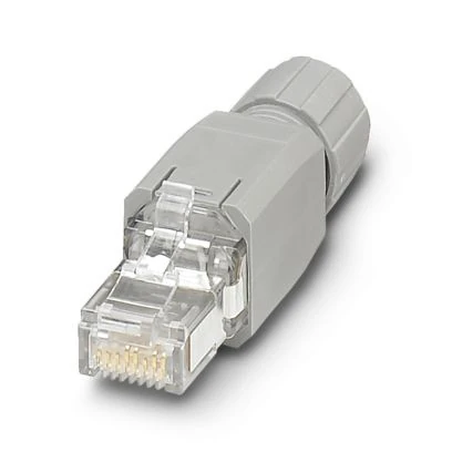 1658435-VS-PN-RJ45-5-Q/IP20 - RJ45 connector, design: RJ45, degree of protection: IP20, number of positions: 4, 100 Mbps, CAT5, material: Plastic, connection method: Insulation displacement connection, cable outlet: straight, color: traffic grey A RAL 704