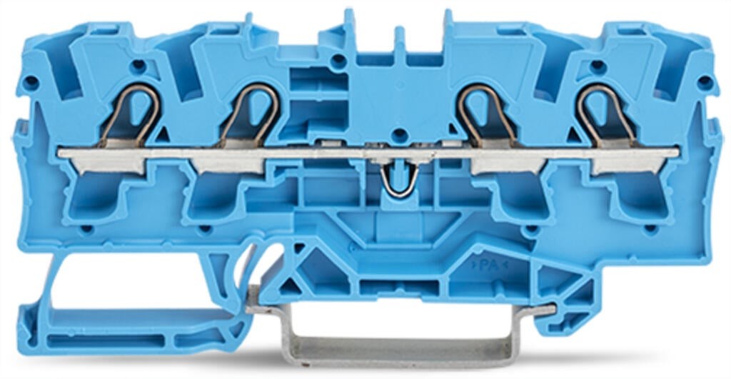 2004-1404-4-conductor through terminal block; 4 mm²; for Ex e II and Ex i applications; side and center marking; for DIN-rail 35 x 15 and 35 x 7.5; Push-in CAGE CLAMP®; 4,00 mm²; blue