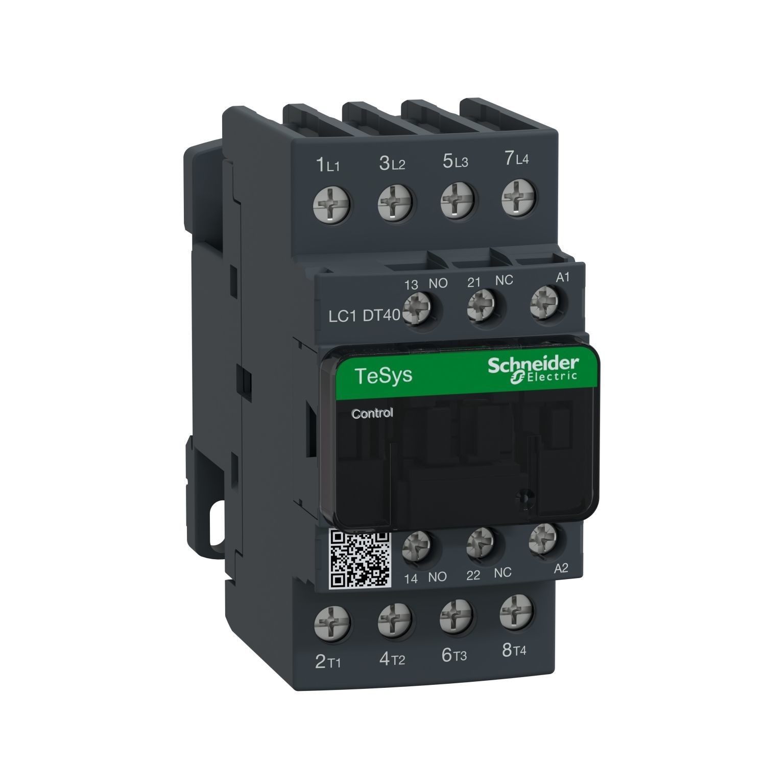 LC1DT40M7-IEC contactor, TeSys Deca, nonreversing, 40A resistive, 4 pole, 4 NO, 220VAC 50/60Hz coil, open style