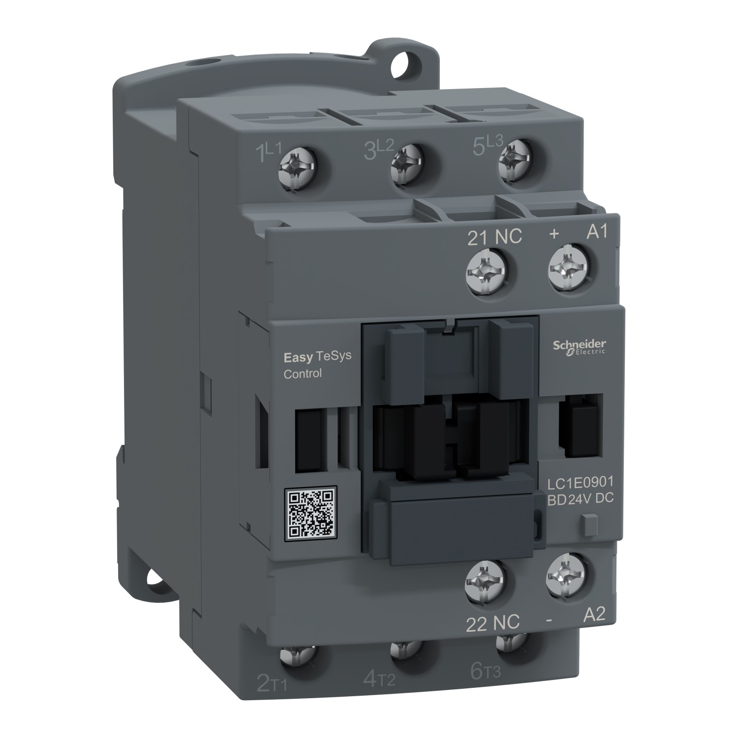LC1E0901BD-Contactor,Easy TeSys Control,LC1E,3P(3NO),AC-3/AC-3e,<=440V,9A,24V DC coil,1 NC auxiliary contact